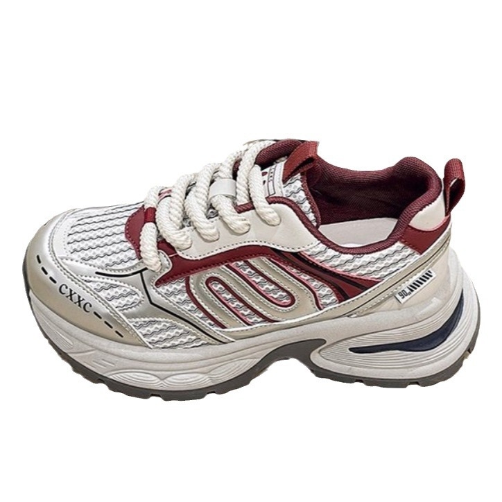 Pantofi sport femei în stil Hong Kong, cu talpă groasă – guler înalt, vârf rotund, slip-on, toc 3-5 cm
