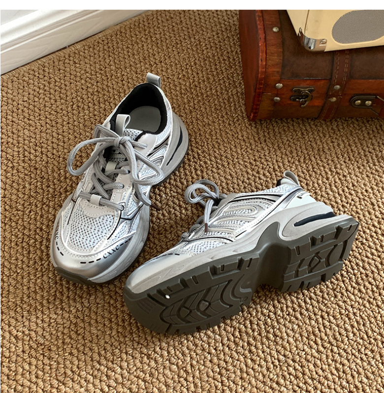 Pantofi sport femei în stil Hong Kong, cu talpă groasă – guler înalt, vârf rotund, slip-on, toc 3-5 cm