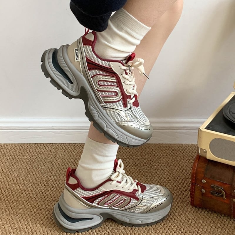 Pantofi sport femei în stil Hong Kong, cu talpă groasă – guler înalt, vârf rotund, slip-on, toc 3-5 cm