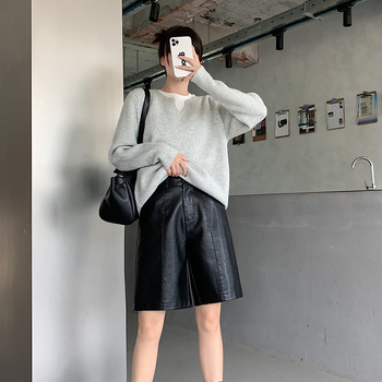 Moteriški capri kelnaitės su plačiomis kojomis, poliesterio mišinys, mikro-elastinė, kišenės