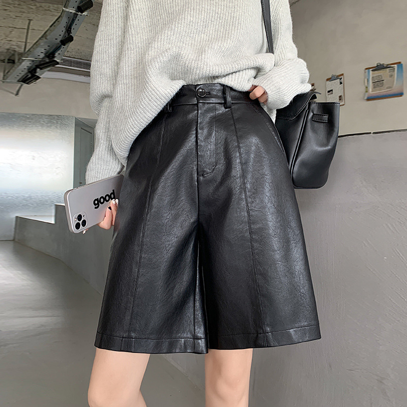 Moteriški capri kelnaitės su plačiomis kojomis, poliesterio mišinys, mikro-elastinė, kišenės