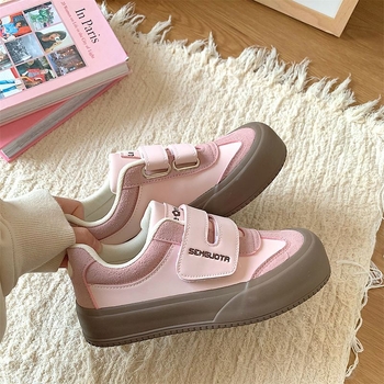 Pantofi sport casual dama cu partea superioară PU, talpă joasă, închidere Velcro, talpă cu platformă groasă, talpă turnată prin injecție