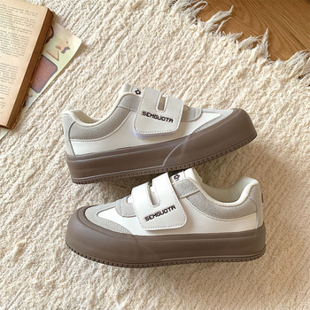 Pantofi sport casual dama cu partea superioară PU, talpă joasă, închidere Velcro, talpă cu platformă groasă, talpă turnată prin injecție