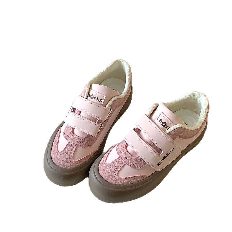 Pantofi sport casual dama cu partea superioară PU, talpă joasă, închidere Velcro, talpă cu platformă groasă, talpă turnată prin injecție