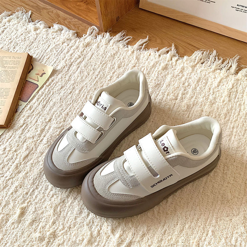 Pantofi sport casual dama cu partea superioară PU, talpă joasă, închidere Velcro, talpă cu platformă groasă, talpă turnată prin injecție