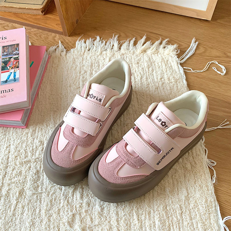 Pantofi sport casual dama cu partea superioară PU, talpă joasă, închidere Velcro, talpă cu platformă groasă, talpă turnată prin injecție