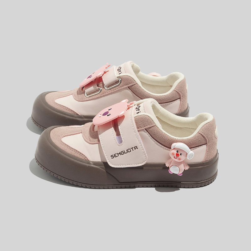Pantofi sport casual dama cu partea superioară PU, talpă joasă, închidere Velcro, talpă cu platformă groasă, talpă turnată prin injecție