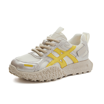 Mingliu Női Dad Shoes - Felsőrész valódi bőrből, lélegző hálós béléssel, természetes kaucsuk talp, középső magasságú sarok 3–5 cm, elöl fűzőzár