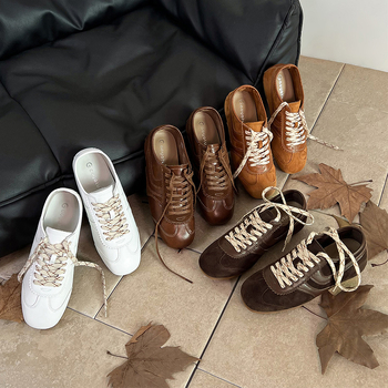 Adidași pentru femei cu toc ascuns, partea superioară din velur, vârf rotund, șireturi, talpă din cauciuc, înălțime 3-5 cm