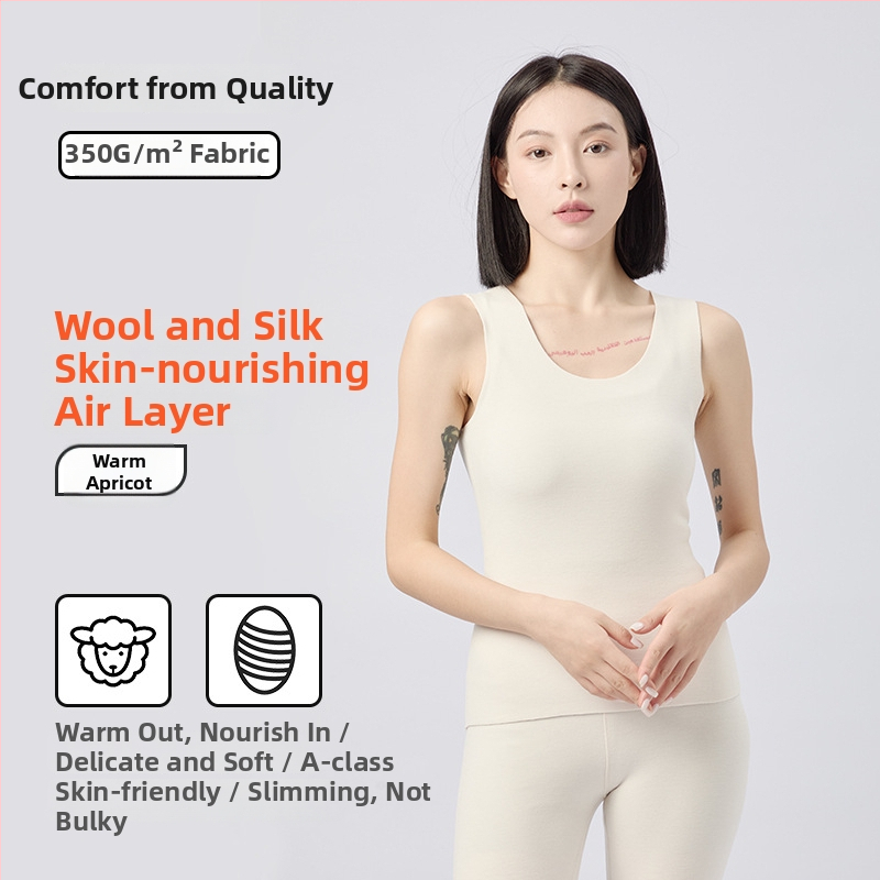 Vilninė šiluminė liemenė su aksomo pamušalu, apvalus kaklas, be rankovių, pagrindinis sluoksnis, ypač stora medžiaga 301–350 g/m², pilvo formavimas ir antibakterinės savybės