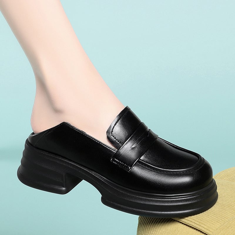 Női loaferek kerek orrú, PU felsőrész, középmagas sarkú 3-5 cm, EVA talp