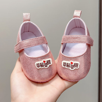 Бебешки обувки за първи крачки, горна част изкуствена кожа, подметка с гранули, закопчаване на велкро, противохлъзгаща подметка, стил принцеса