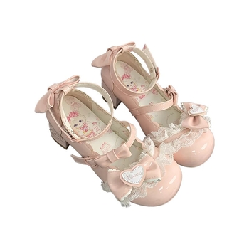 Saldas Lolita stilā Mary Jane kurpes ar PU augšpusi, apaļa purngala, zems potītes augstums, biezi papēži 3–5 cm, aizdare ar sprādziņu, gumijas zole