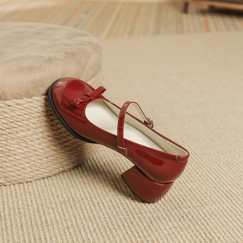 Női Mary Jane cipő mikroszálas felsőrész, PU belső talp, gumírozott talp, kerek orrú, alacsony sarok 1–3 cm