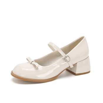 Női Mary Jane cipő mikroszálas felsőrész, PU belső talp, gumírozott talp, kerek orrú, alacsony sarok 1–3 cm