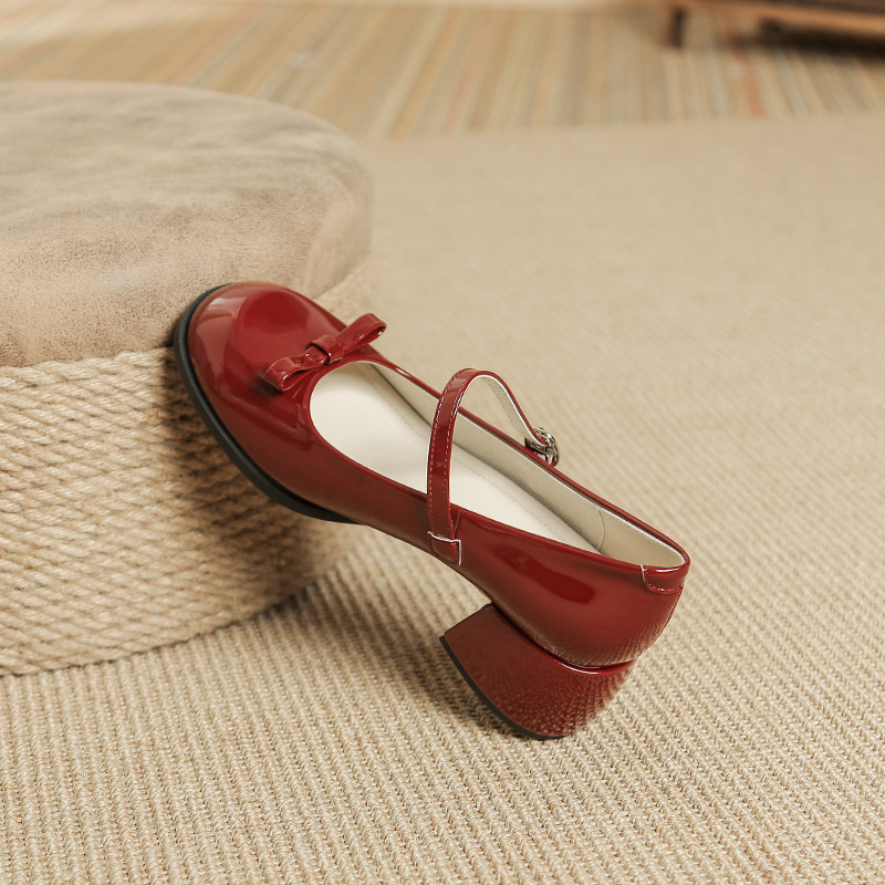 Női Mary Jane cipő mikroszálas felsőrész, PU belső talp, gumírozott talp, kerek orrú, alacsony sarok 1–3 cm