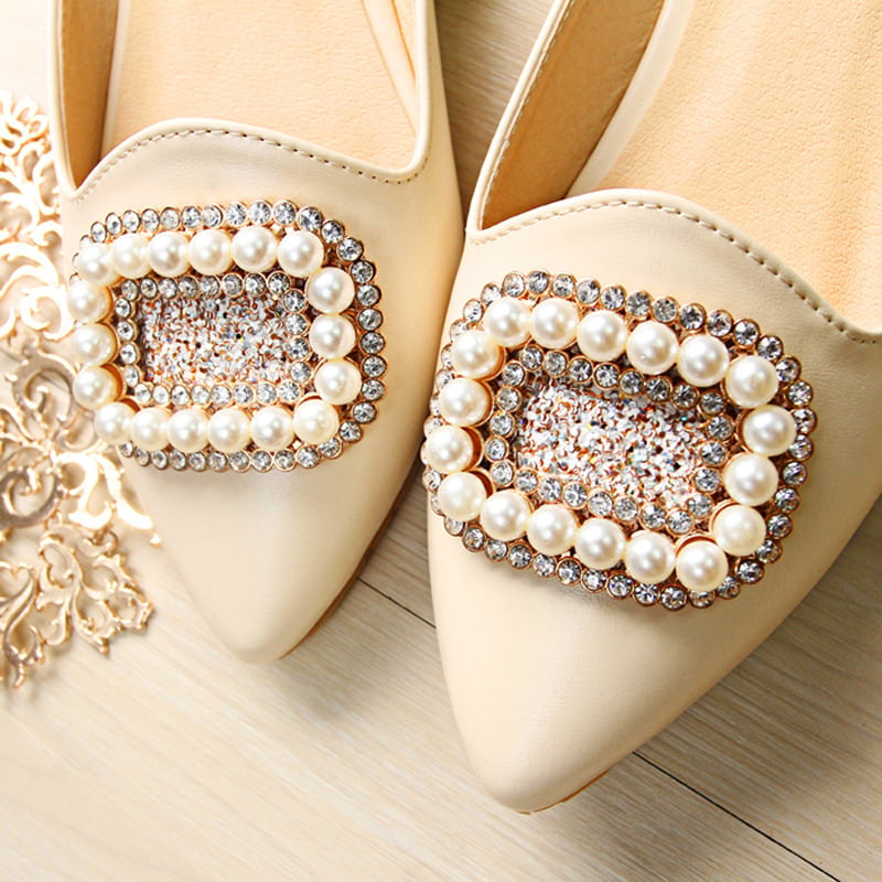 Ženske sandale s rhinestones, korejskog stila, zatvoren prst, ravne potplata, PU gornji dio, unutarnja koža svinja, đon od goveđeg tetiva