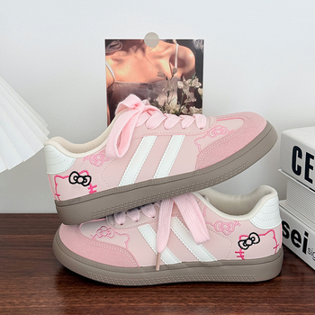 Női sneakers macska hímzéssel, PU felsőrész, EVA talpbetét, gumitalp, alacsony fazon, fűzővel záródó