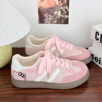 Női sneakers macska hímzéssel, PU felsőrész, EVA talpbetét, gumitalp, alacsony fazon, fűzővel záródó