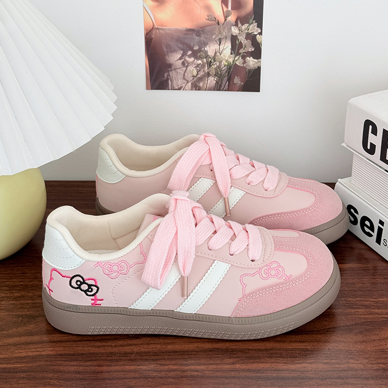 Női sneakers macska hímzéssel, PU felsőrész, EVA talpbetét, gumitalp, alacsony fazon, fűzővel záródó