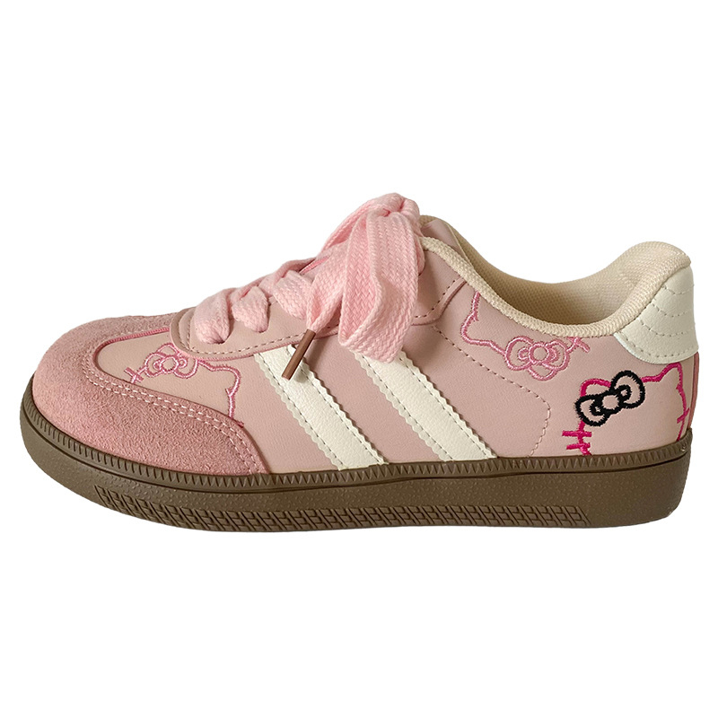 Női sneakers macska hímzéssel, PU felsőrész, EVA talpbetét, gumitalp, alacsony fazon, fűzővel záródó