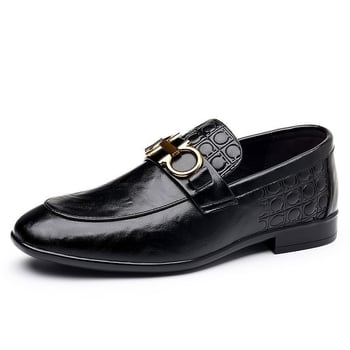 Férfi Slip-On Lóferek PU felsőrésszel, kerek orr, lapos sarok, PVC öntött talp