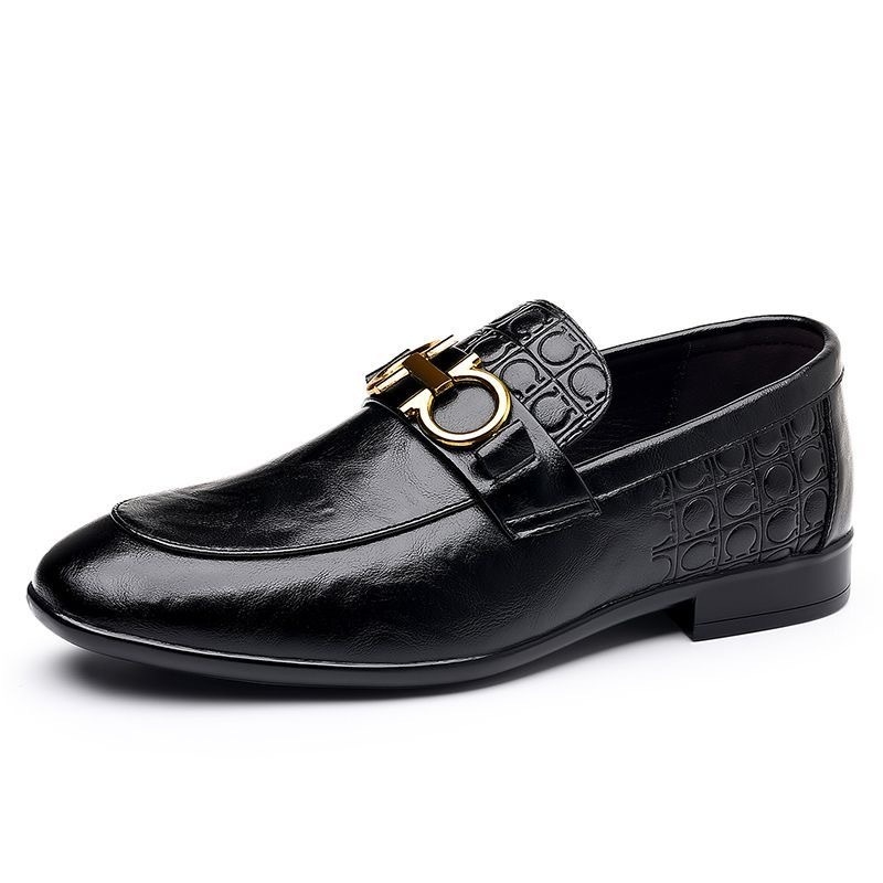 Férfi Slip-On Lóferek PU felsőrésszel, kerek orr, lapos sarok, PVC öntött talp