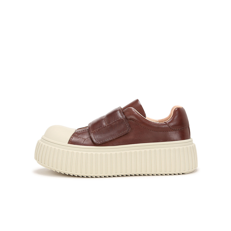 Platform cipő, kerek orrú, mikroszálas felsőrész, Velcro-zárás, gumitalp, kényelmes szabadidős stílus