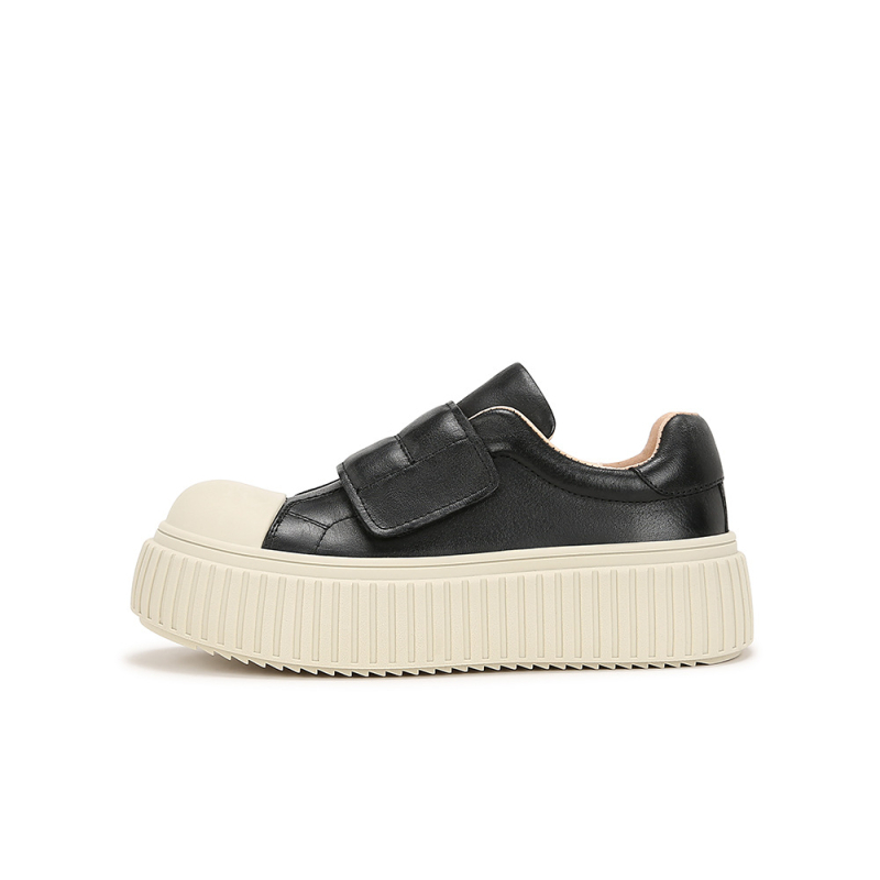 Platform cipő, kerek orrú, mikroszálas felsőrész, Velcro-zárás, gumitalp, kényelmes szabadidős stílus