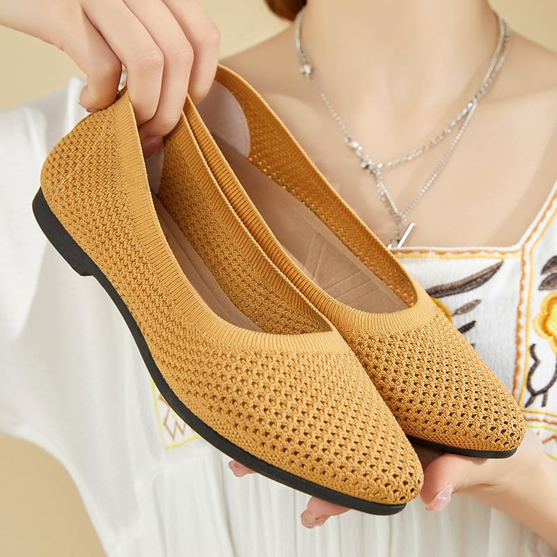 Női casual cipő hegyes orral, PU felsőrész, PVC talp, légáteresztő, slip-on, alacsony sarkú 1-3 cm