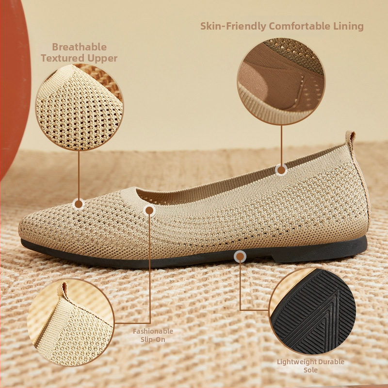 Női casual cipő hegyes orral, PU felsőrész, PVC talp, légáteresztő, slip-on, alacsony sarkú 1-3 cm