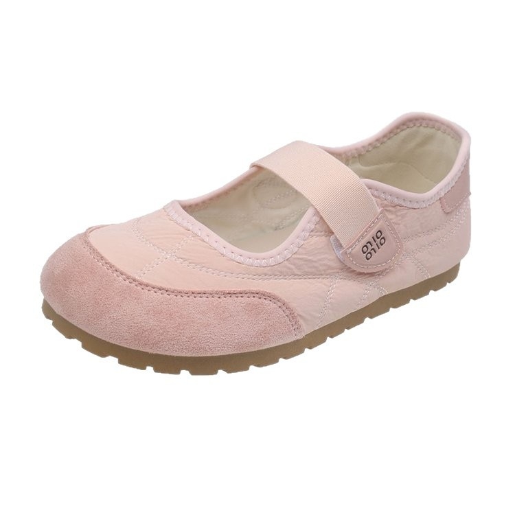Pantofi femei cu talpă plată, închidere Velcro, respirabili, din nubuk, vârf rotund
