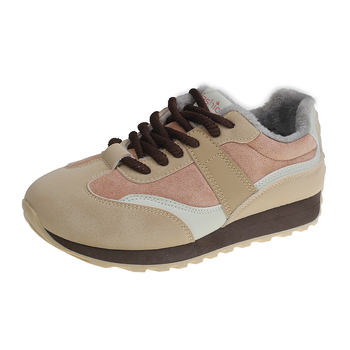 Női dad shoes téli cipők fleece béleléssel, PU felsőrész, gumitalp, kerek orr, középmagas sarka 3–5 cm