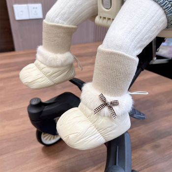 Бебешки обувки-чорапи за момичета: мека подметка, подплатени, всичко в едно за 6-12 месеца, зима