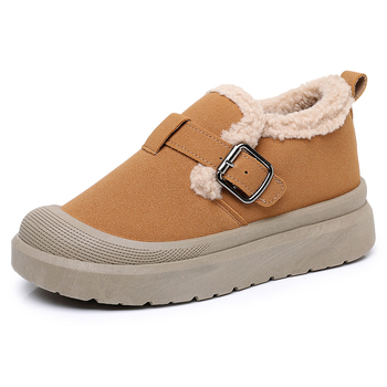Női téli plush béléses loafer cipők, textil felsőrész, PVC talp, csúszásmentes, középmagas sarok 3-5 cm