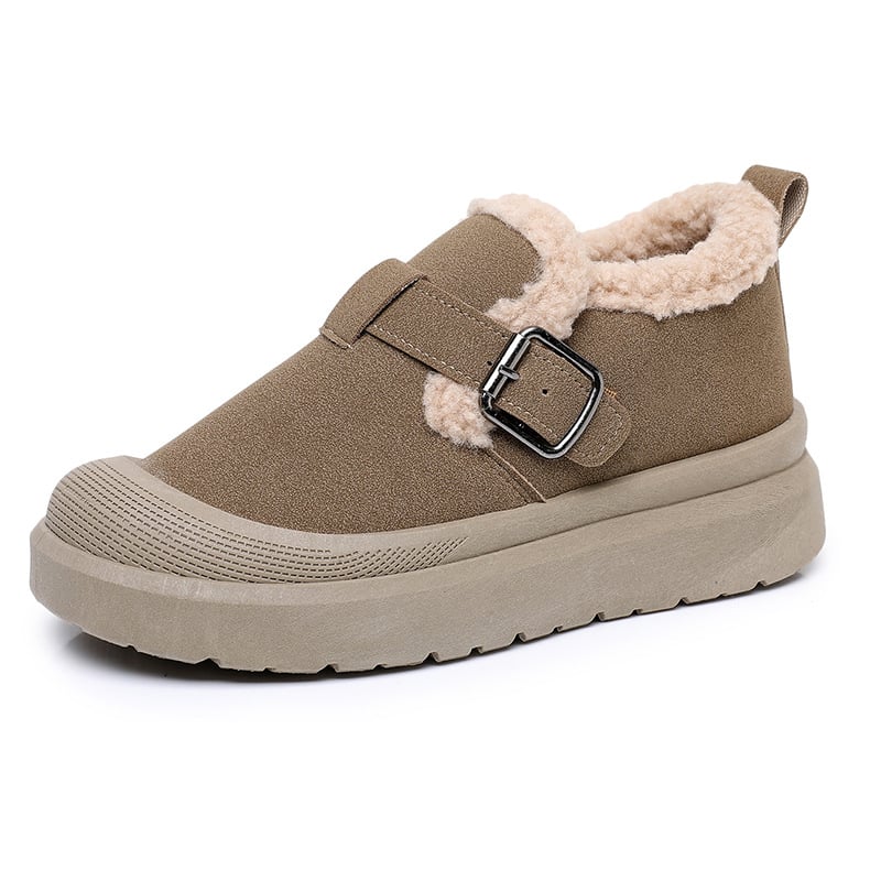 Női téli plush béléses loafer cipők, textil felsőrész, PVC talp, csúszásmentes, középmagas sarok 3-5 cm