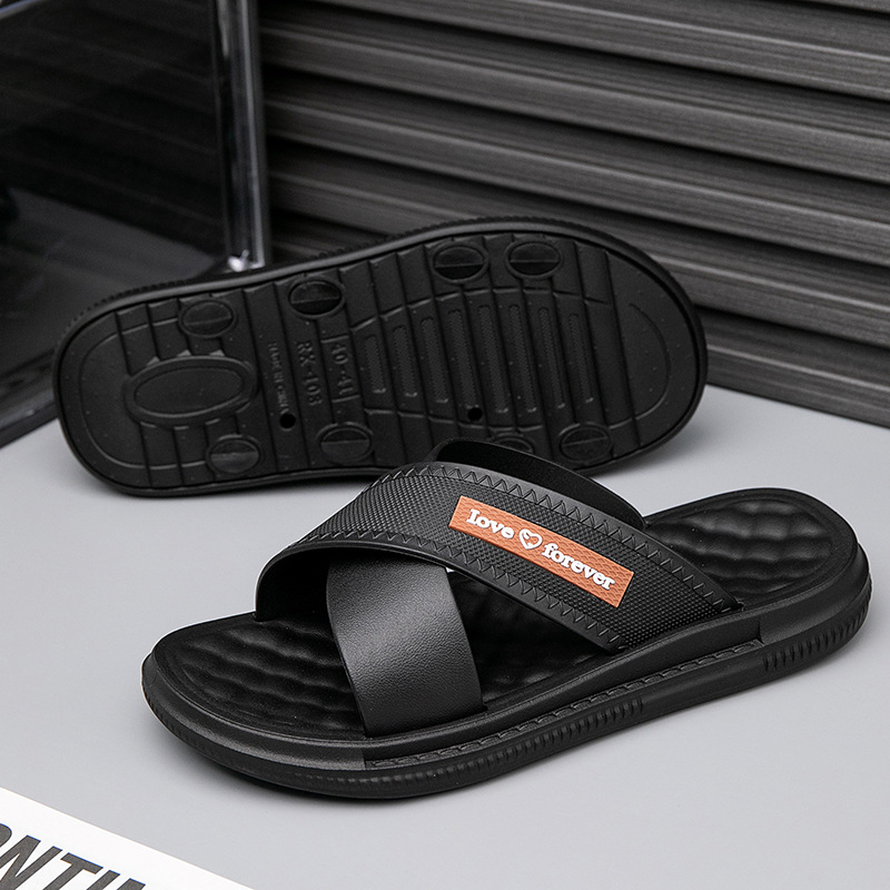 Férfi cross-strap flip-flop, vastag PVC talp, PVC felsőrész és talp, injekciós öntéses talp, nyitott lábujj, Lettuce, Nyár 2025