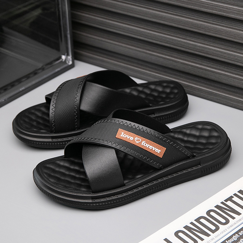 Férfi cross-strap flip-flop, vastag PVC talp, PVC felsőrész és talp, injekciós öntéses talp, nyitott lábujj, Lettuce, Nyár 2025