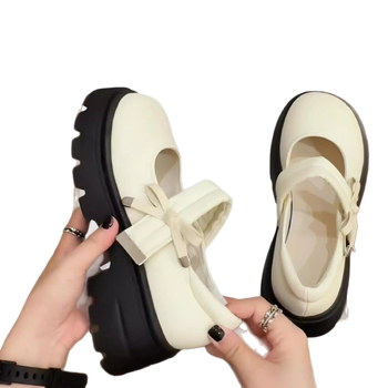 Női PU bőr loaferok vastag platformával, Velcro záródással, 7 cm-es magasság növelés