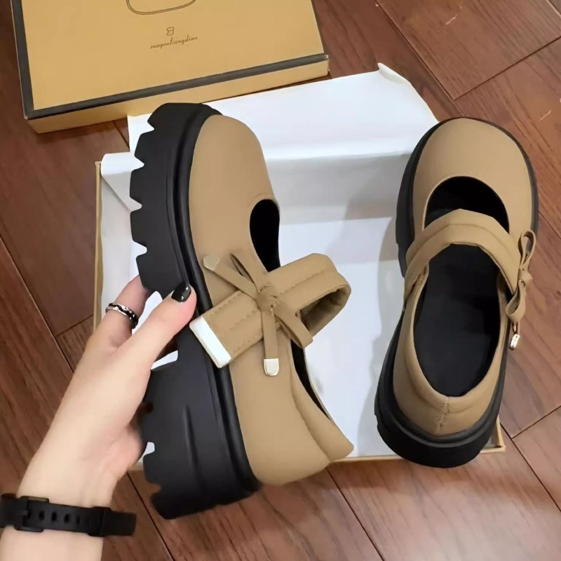 Női PU bőr loaferok vastag platformával, Velcro záródással, 7 cm-es magasság növelés
