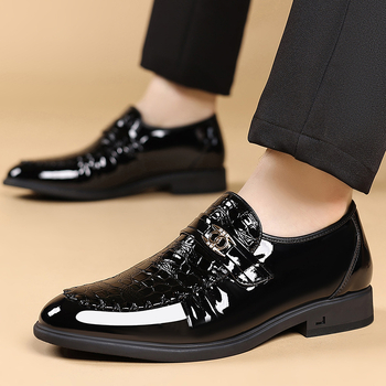 Muške Slip-on Derby cipele s gornjim dijelom od mikrovlaknaste kože, šiljat nos, PU podstava, gumena potplat