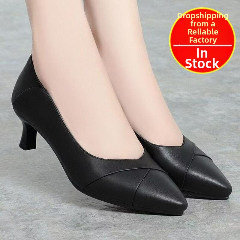 Dámske lodičky s kruhovou špičkou, PU vrchný materiál, PU vložka, stredná výška podpätku 3–6 cm, gumová podrážka