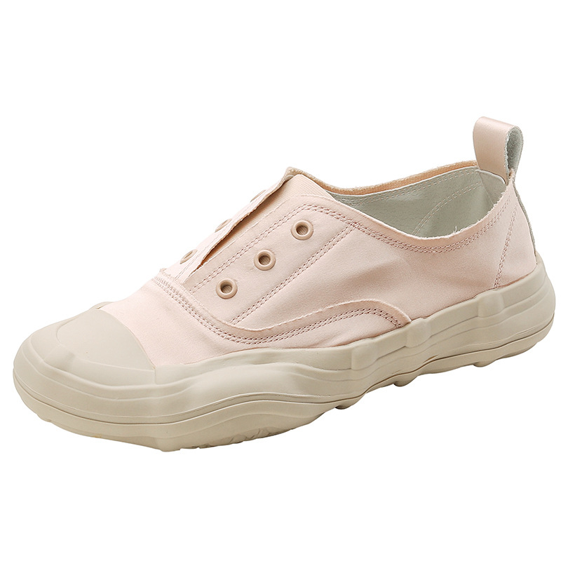 Pantofi dama casual din satin, vârf rotund, partea superioară din microfibră, talpă din cauciuc, toc jos 1–3 cm