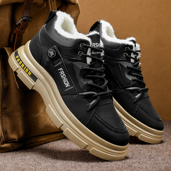 Meeste talves Martin saapad fliisvooderduse, paks PU ülaosa, libisemiskindel PVC talla, lühike kontsa 1-3 cm, ees pitsidega