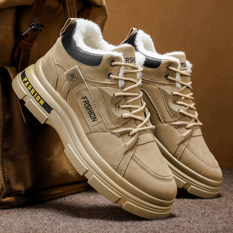 Ανδρικά χειμερινά μποτάκια Martin με επένδυση φλίς, παχύτερο PU επάνω μέρος, αντιολισθητική σόλα PVC, χαμηλό τακούνι 1-3 cm, κορδόνια εμπρός