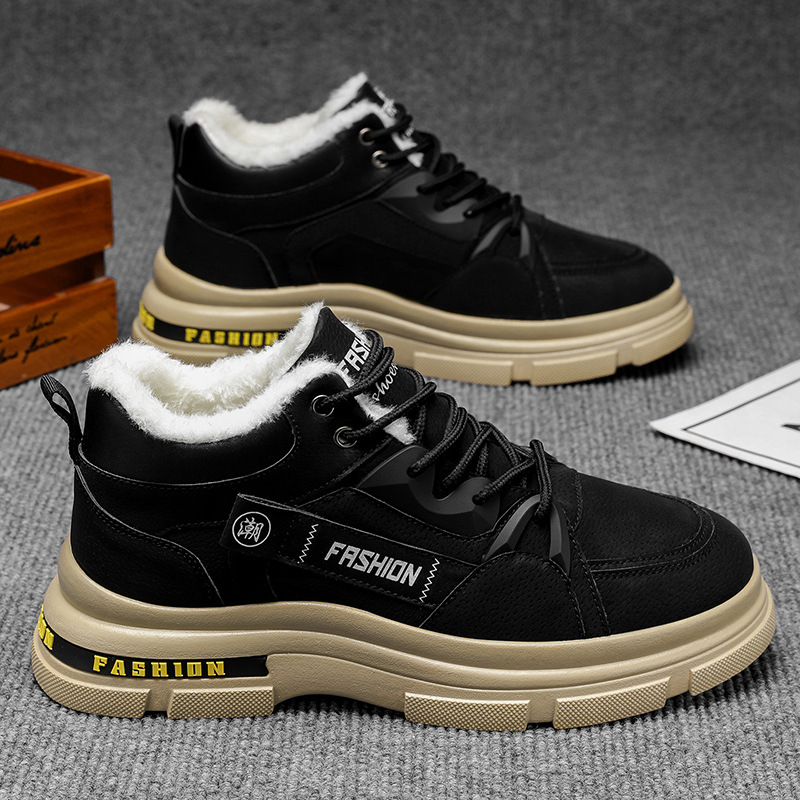 Ανδρικά χειμερινά μποτάκια Martin με επένδυση φλίς, παχύτερο PU επάνω μέρος, αντιολισθητική σόλα PVC, χαμηλό τακούνι 1-3 cm, κορδόνια εμπρός