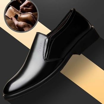 Pantofi din piele pentru bărbați, partea superioară PU, talpă PVC, căptușeală din piele, închidere slip-on, stil business