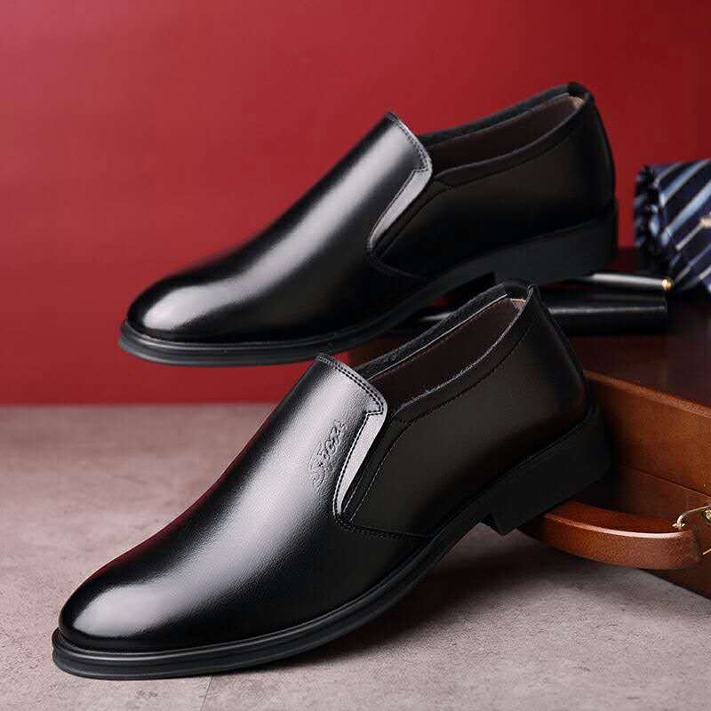 Pantofi din piele pentru bărbați, partea superioară PU, talpă PVC, căptușeală din piele, închidere slip-on, stil business