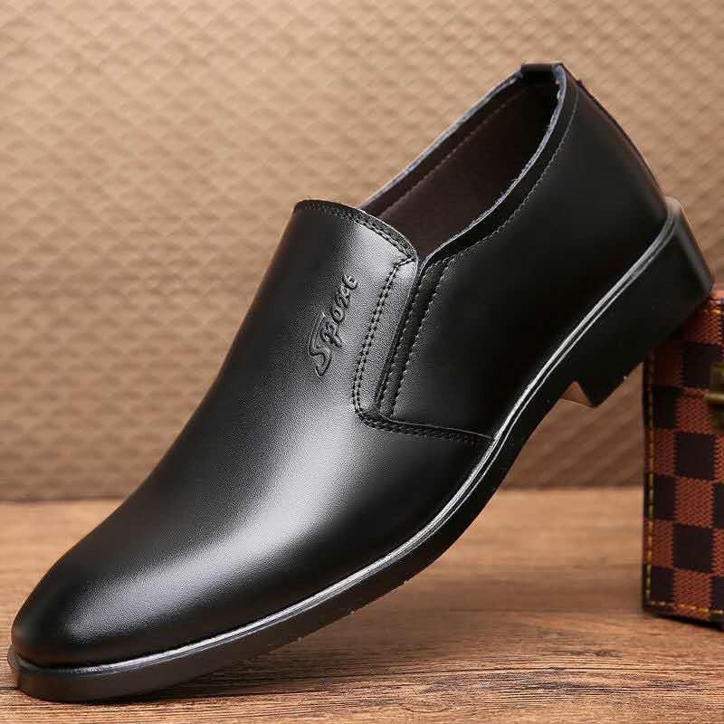 Pantofi din piele pentru bărbați, partea superioară PU, talpă PVC, căptușeală din piele, închidere slip-on, stil business