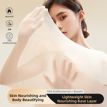 Antibakterinis itin plonas moterų termo komplektas (viršutinė dalis ir kelnaitės), be siūlių, elastinis, išlaiko šilumą, nailonas-spandeksas.